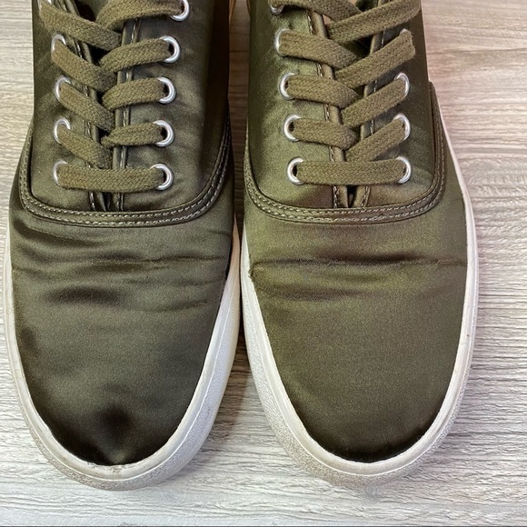 Olive satin lace up sneakers with chunky white soles size 40 Pull & Bear - Picture 3 of 13
